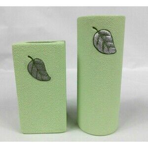 Partylite Meadow Breeze Duet P7441 Green Leaf Tealight Candle Holders with Box